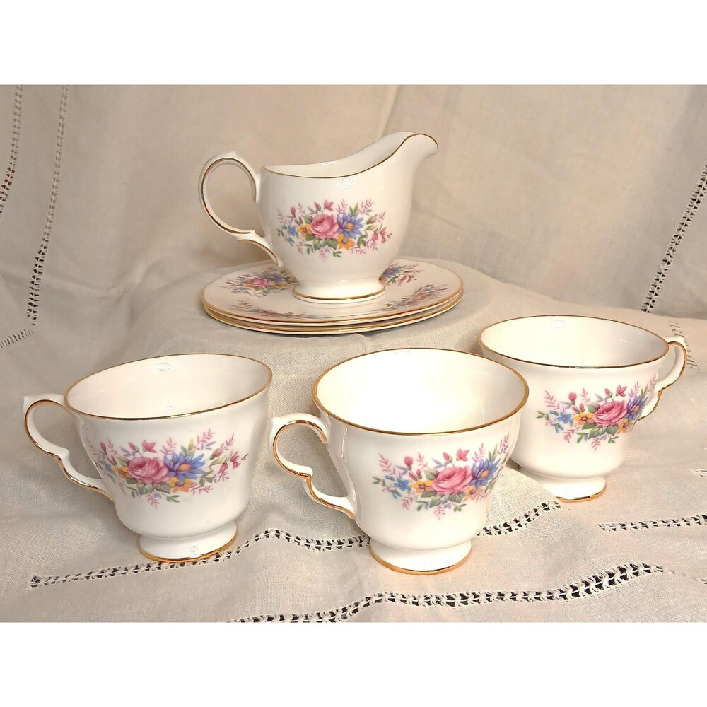 Queen Anne Fine Bone China Cups plates and Creamer